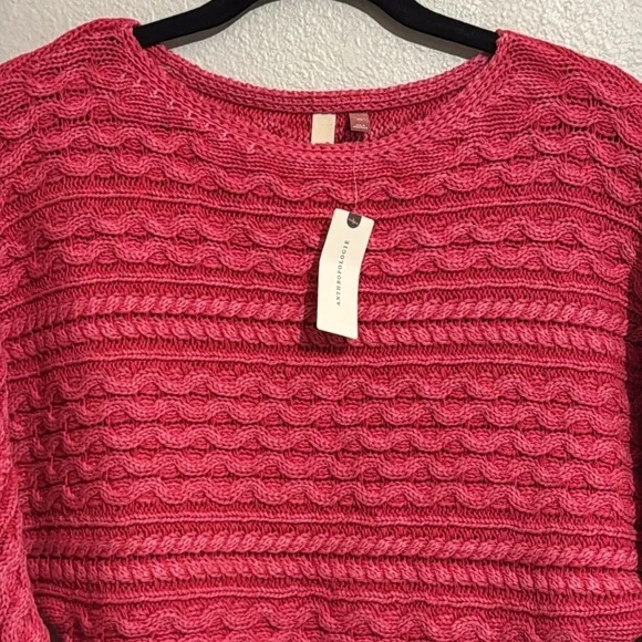 Anthropologie Pilcro Dolman Sleeve Scoop Neck Cable Knit Cropped Sweater - Picture 3 of 5